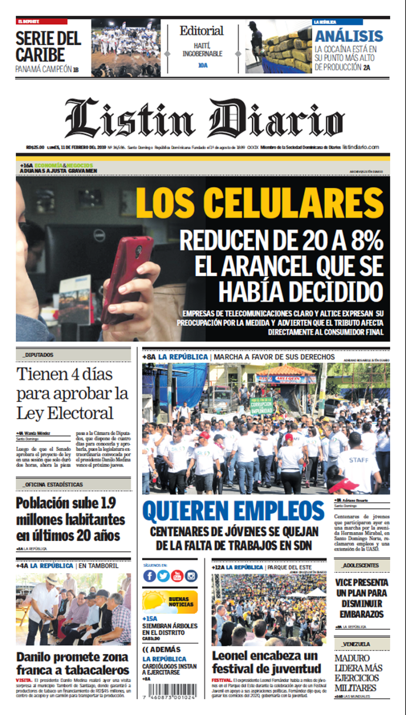 La semana contada con las portadas del Listín Diario Listín Diario