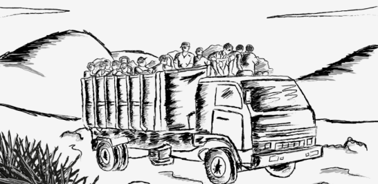 Cada cierto tiempo salían autobuses que volvían repletos de hombres de todas las edades, para trabajar en el Sisal
