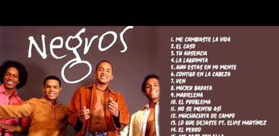 Sus 20 mejores canciones
▶ Primera Parte:
1. Me cambiaste la vida
2. El caso
3. Tu ausencia
4. La lagrimita
5. Aun estas en mi mente
6. Contigo en la cabeza
7. Ven
8. Mujer barata
9. Marielena
10. El problema
▶ Segunda Parte:
11. No se mentir así
12. Muchachita de campo
13. Lo que dejaste Ft. Elvis Martínez
14. El perro
15. Me caso con ella
16. Tenías que matarme
17. Buscando Paz
18. Se me va la vida
19. En un solo día
20. Mi reina
#Negros #WasonBrazoban