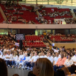 Miembros del PRM durante la juramentación de los miembros nacionales del Frente de Mujeres Modernas del PRM, celebrado en el Palacio de los Deportes.