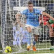 Toma Basic celebra tras anotar el segundo gol de Lazio en la victoria 2-0 ante Sassuolo en la Serie A, el miércoles 3 de mayo de 2023, en Roma.