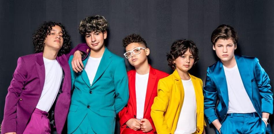 Los componentes del nuevo grupo Menudo: Nicolás Calero, de 10 años; Gabriel Rossel, de 13 años; Alejandro Querales, de 15 años; Andrés Emilio, de 14 años, y Erza Gilmore, de 12.