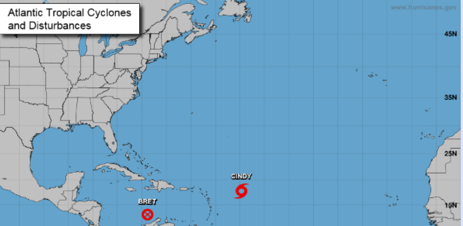 La tormenta tropical Cindy se fortaleció este sábado en su ruta con dirección a las Antillas Menores