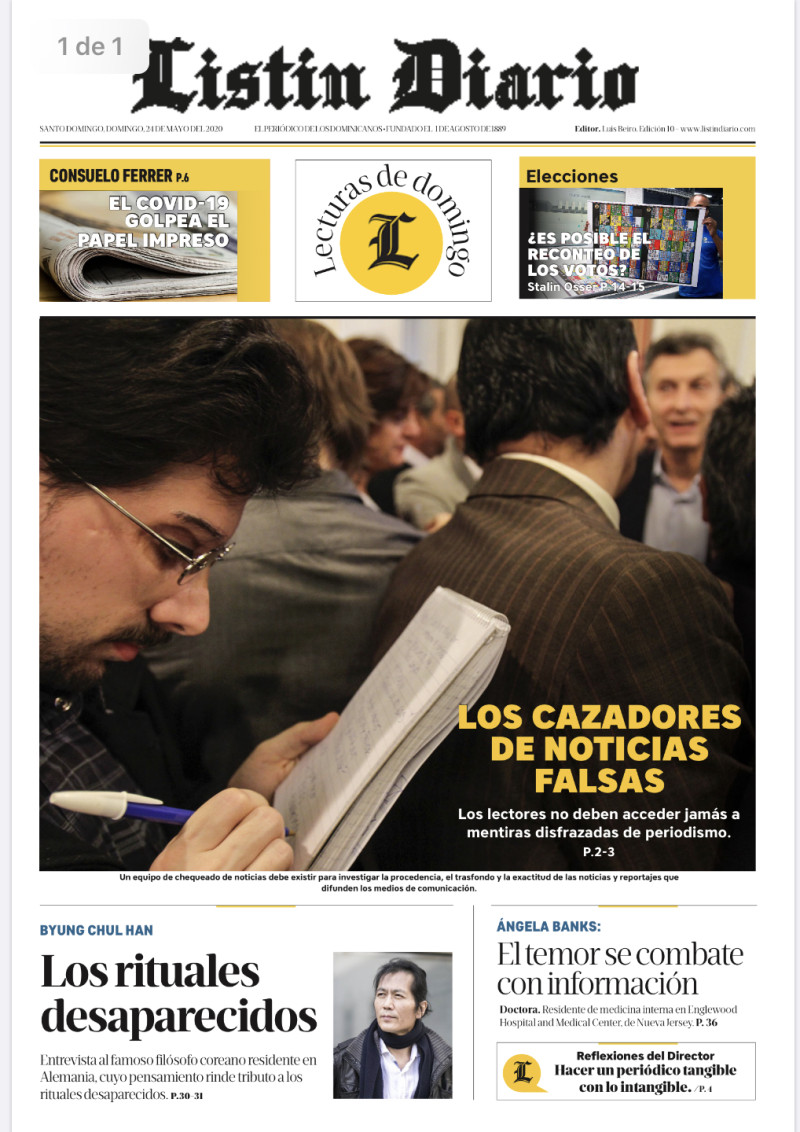 "Lecturas de Domingo y la semana contada con las portadas de Listín