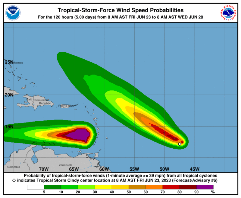 Proyecciones de las tormentas Bret y Cindy en el Caribe