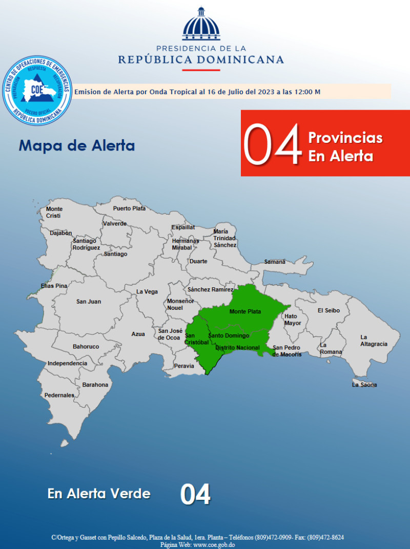 Provincias en alerta verde